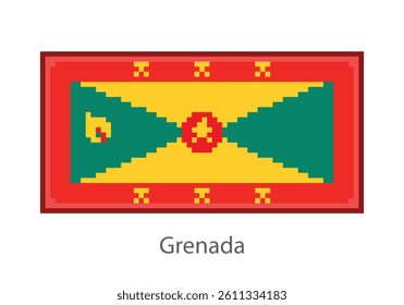 Grenada flag. Pixel art style (vector).