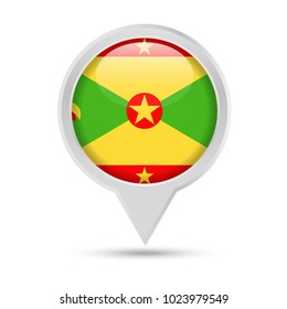 Grenada Flag Round Pin Vector Icon - Illustration