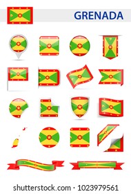 Grenada Flag Set - Vector Illustration