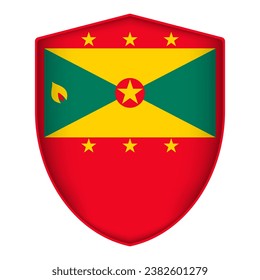 Grenada flag in shield shape. Vector illustration.