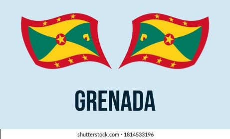 Grenada flag state symbol isolated on background national banner. Greeting card National Independence Day of the Republic of Grenada. Illustration banner with realistic state flag.