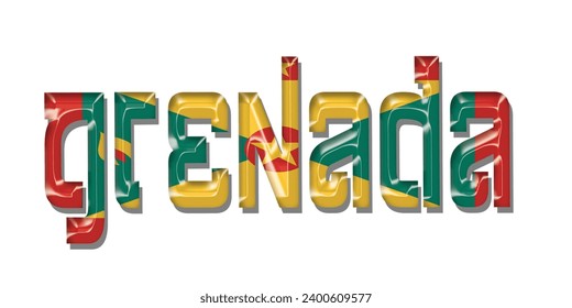 Grenada flag text font, 3D Grenada flag colorful background, Grenada flag vector illustration
