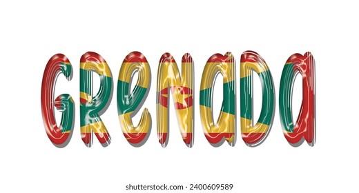 Grenada flag text font, 3D Grenada flag colorful background, Grenada flag vector illustration