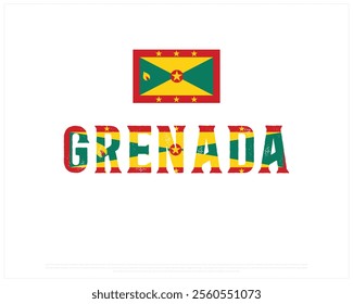 GRENADA flag Typography on a white background, Editable vector design of GRENADA typography with flag, Independence Day Design, GRENADA Day design, National Flag of GRENADA