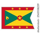 Grenada flag vector design and illustration , National flag country with original color, Pennon flag