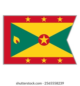 Grenada flag vector design and illustration , National flag country with original color, Pennon flag