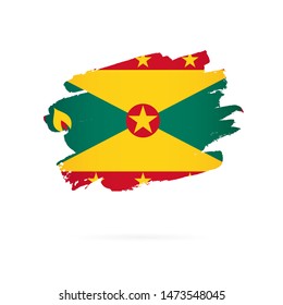 Grenada flag. Vector illustration on a white background. Brush strokes are drawn by hand.