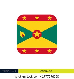 Grenada Flag Vector Stock Illustration Design Template. Rounded Square Shape.