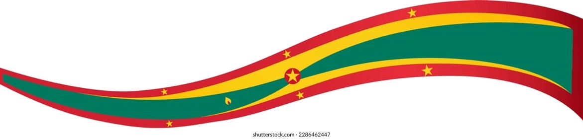 Grenada flag  wave isolated on png or transparent background