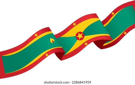 Grenada flag  wave isolated on png or transparent background