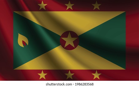 Bandera de Granada ondeando. antecedentes de diseño patriótico y nacional. ilustración vectorial  