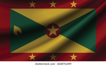 Grenada flag waving. Background for patriotic and national design. Vector illustration
