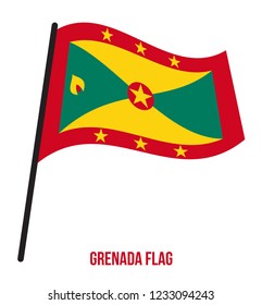 Grenada Flag Waving Vector Illustration on White Background. Grenada National Flag.