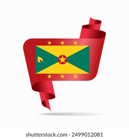 Grenada flag wavy ribbon background. Vector illustration.