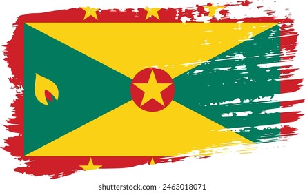 Grenada flag, wide brush stroke on transparent background, vector.