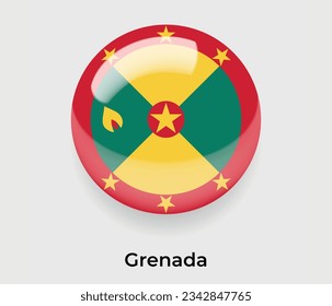 Grenada Hochglanzblase mit nationaler Flagge Rundform Symbol Vektorgrafik Glas