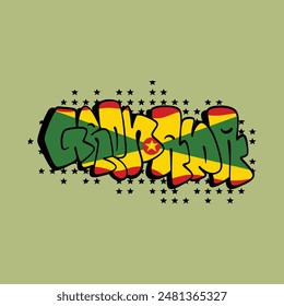 Letra de graffiti de Granada con Colores de la bandera Diseño de Vector de Inspiración