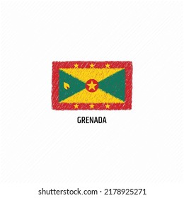 Grenada grunge flag, flat vector illustration
