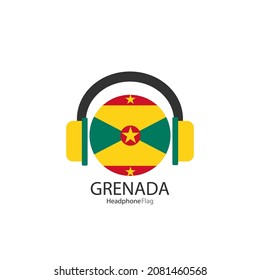 Grenada headphone flag vector on white background. 