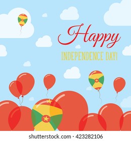 Grenada Independence Day Flat Patriotic Design. Grenadian Flag Balloons. Happy National Day Grenada Vector Patriotic Design. Celebration Balloons Patriotic Design.