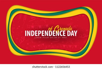 Grenada. Independence day greeting card. Paper cut style