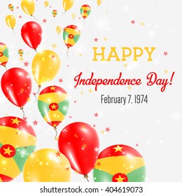 Grenada Independence Day Greeting Card. Flying Balloons in Grenadian National Colors. Happy Independence Day Grenada Vector Illustration.