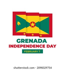 Grenada Independence Day typography poster. National holiday celebrated on February 7. Vector template for banner, typography poster, greeting card, flyer, etc.