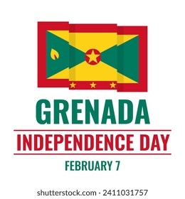 Grenada Independence Day typography poster. National holiday on February 7. Vector template for typography poster, banner, greeting card, flyer, etc.