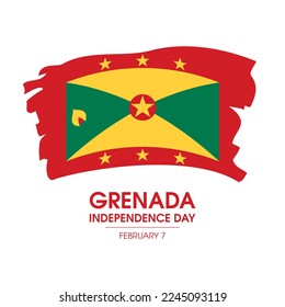 Grenada Independence Day vector. Abstract grunge flag of Grenada icon vector isolated on a white background. Paint brush Grenadan flag design element. Every year on February 7. Important day