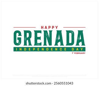 GRENADA Independence Day vector design on a white background, Typographic Design of GRENADA Independence Day, GRENADA green typography on white background, Vector design of Grenada national day
