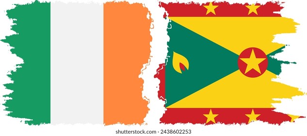 Grenada and Ireland grunge flags connection, vector