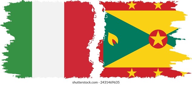Grenada and Italy grunge flags connection, vector