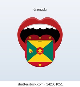 Grenada language. Abstract human mouth. Vector illustration.