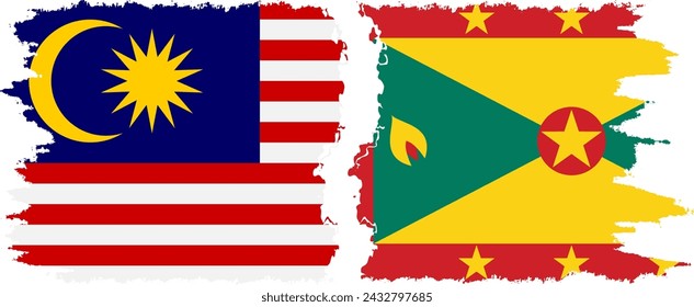 Granada y Malasia grunge banderas de conexión, vector