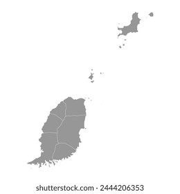 Mapa de Granada con divisiones administrativas. Ilustración vectorial.