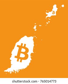 Grenada map with bitcoin crypto currency symbol illustration