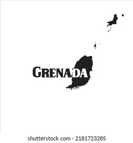 Grenada map and black lettering design on white background