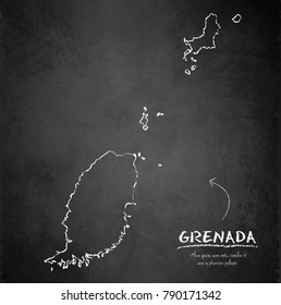 Grenada map blackboard chalkboard vector