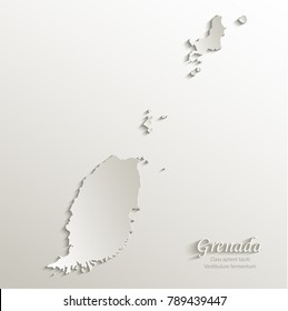 Grenada map Caribbean card paper 3D natural vector