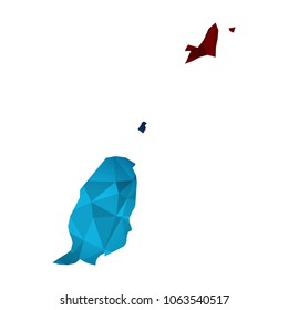Grenada map - Colorful Polygonal map of Grenada rumpled triangular low poly style gradient graphic background , Vector illustration eps 10.