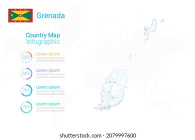 Grenada map with elements of infographics template. Vector eps10.