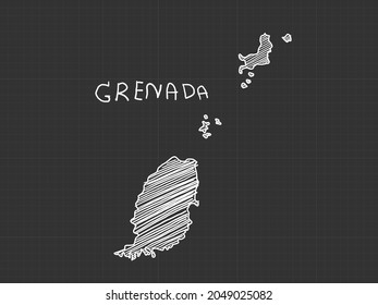 Grenada map freehand sketch on black background.