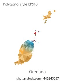 Grenada map in geometric polygonal style.Abstract gems triangle,modern design background. Vector illustration EPS10