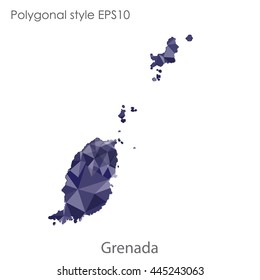 Grenada map in geometric polygonal style.Abstract gems triangle,modern design background. Vector illustration EPS10