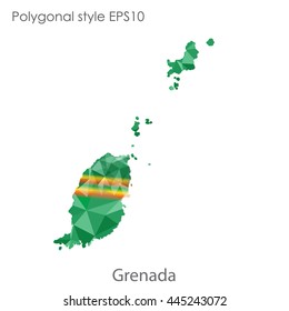 Grenada map in geometric polygonal style.Abstract gems triangle,modern design background. Vector illustration EPS10