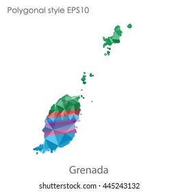 Grenada map in geometric polygonal style.Abstract gems triangle,modern design background. Vector illustration EPS10