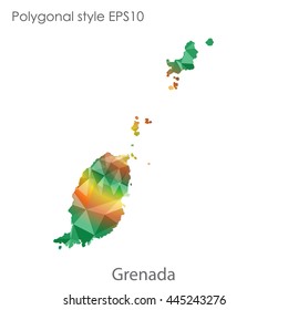 Grenada map in geometric polygonal style.Abstract gems triangle,modern design background. Vector illustration EPS10