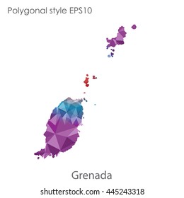 Grenada map in geometric polygonal style.Abstract gems triangle,modern design background. Vector illustration EPS10