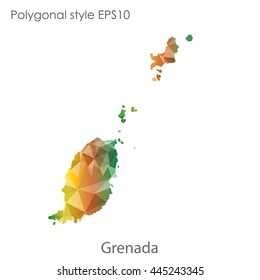 Grenada map in geometric polygonal style.Abstract gems triangle,modern design background. Vector illustration EPS10