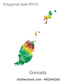 Grenada map in geometric polygonal style.Abstract gems triangle,modern design background. Vector illustration EPS10